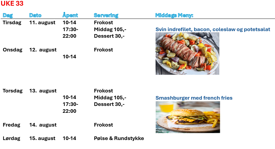 Ukens meny på Sjømann